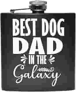 Melhor cantil de cachorro pai na galáxia, frasco preto de 170 g, presente para pai, ótimo presente para o dia dos pais, aniversário ou para pai, avô, papai, marido