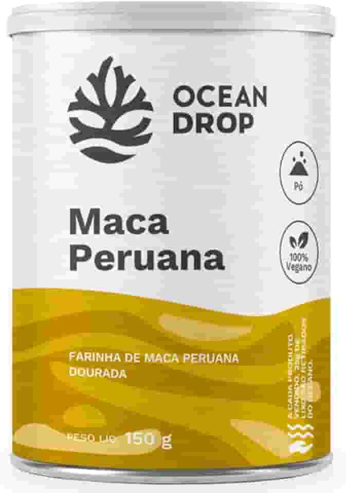 Ocean Drop Maca Peruana Dourada em Pó, 100% Vegano, 150g