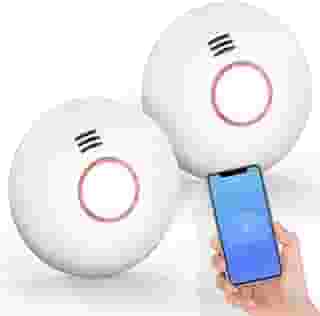 Jemay Alarme de fumaça Wi-Fi recebe alertas com aplicativo, detector de fumaça inteligente sem fio com função de autoverificação, alarme de incêndio com sensor fotoelétrico, bateria substituível, WiFi