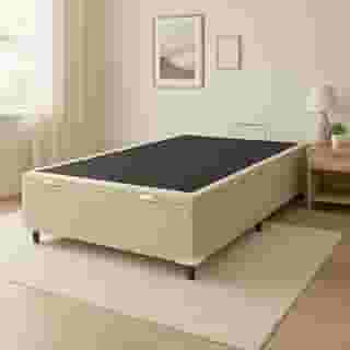 Cama Box Bau Casal Premium Blindada Super Reforçada (Corino, Box Baú Bege)