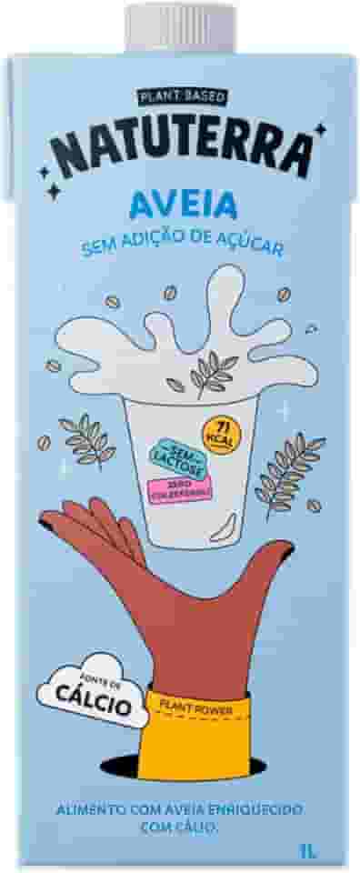 Leite de Aveia Natuterra 1L | Bebida Vegetal de Aveia Plant Based Sem Adição de Açúcar | Bebida sem lactose, colesterol e soja, fonte de cálcio | Perfeito para café, smoothies e criações culinárias