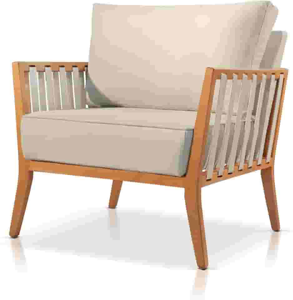 Poltrona Jade Linho Agarb Decor Cor:Linho Bege Claro