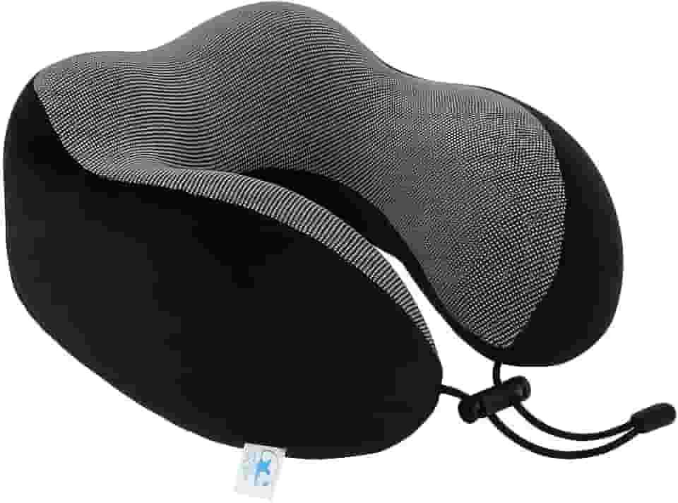 Travesseiro de Pescoço Formato U para Viagem Avião Carro Ônibus Almofada Ortopédica Ergonômica com Espuma Viscoelástica para Cervical, Cabeça e Pescoco Adulto - NRSHOP (Preto)