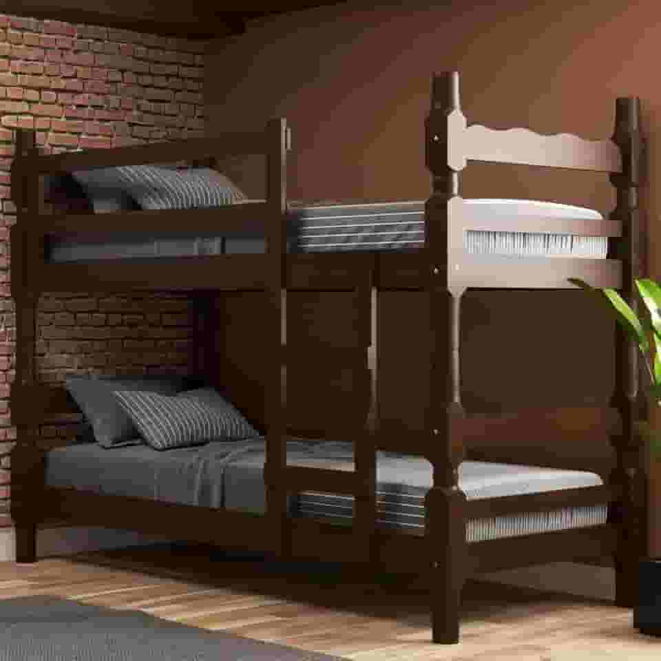 Beliche Madeira Maciça - vira 2 Camas - para Colchão 78/88 x 188cm Porto Multimóveis Cr4138 Imbuia