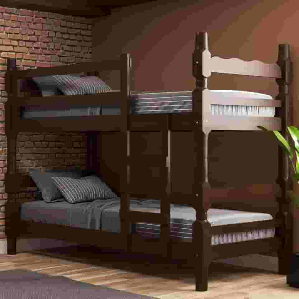 Beliche Madeira Maciça - vira 2 Camas - para Colchão 78/88 x 188cm Porto Multimóveis Cr4138 Imbuia