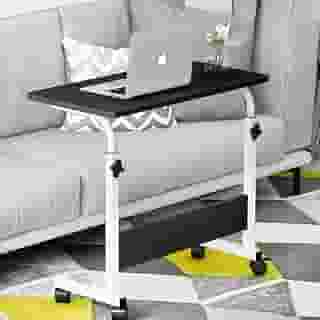 Mesa ajustável dobrável, mesa de cabeceira multifunctional, mesa de notebook lateral com ajuste de altura (Preto)