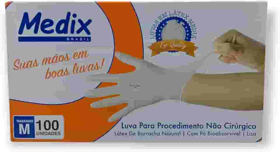 MEDIX Luva Para Procedimento Não Cirurgico De Latex Esteril Com Pó M Medix - 100 Unidades