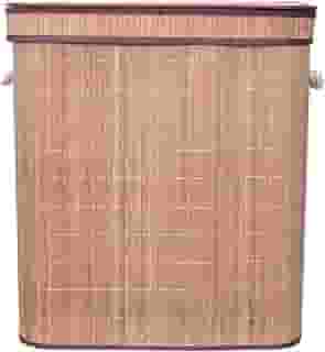 Mimo Style Cesto Duplo de Bambu Com Tampa para Roupas Sujas. Ideal para Lavanderia, Área de Serviço, Banheiro e Quarto. Impermeável e Ajuda a Inibir Odores, Material de Qualidade e Durável, Bege