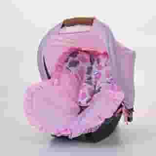 Kit 03 Peças Capa de Bebê Conforto Protetor de Cinto e Capota de Bebe Estampado Nuvem Rosa e Azul Bebê Multifunção Menino Menina (Nuvem Rosa)