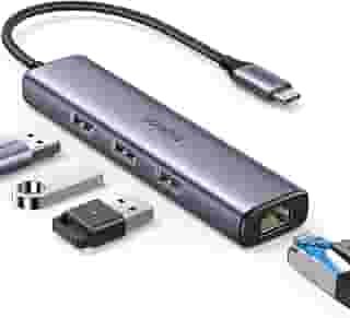 UGREEN Adaptador USB C para Ethernet, 4 em 1 USB C Hub Ethernet com 3 portas USB 3.0/Gigabit Rj45, Plug & Play, Thunderbolt (3/4) para adaptador de rede para MacBook Pro/Air, XPS, iPad Pro, iP