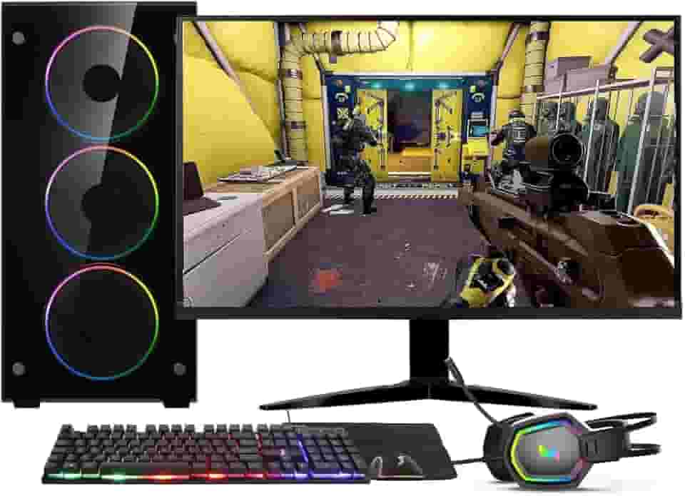 PC Gamer Completo AMD Ryzen 7 5700G, Gráficos Radeon VEGA 8, 16GB DDR4, SSD NVMe 512GB, Fonte 600W 80 Plus, Monitor 24" 75Hz, Skill RGB - SR-024