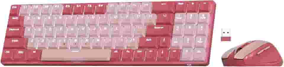 Kit Mouse e teclado mecânico sem fio Redragon BS-8772 RP Rosa
