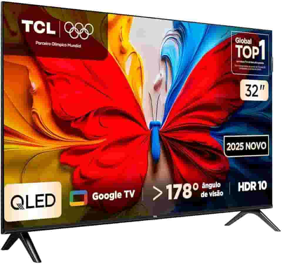 Smart TV TCL 32 Polegadas HD QLED S5K WiFi Bluetooth Google TV 2 HDMI HDR10 Dolby Audio 32S5K