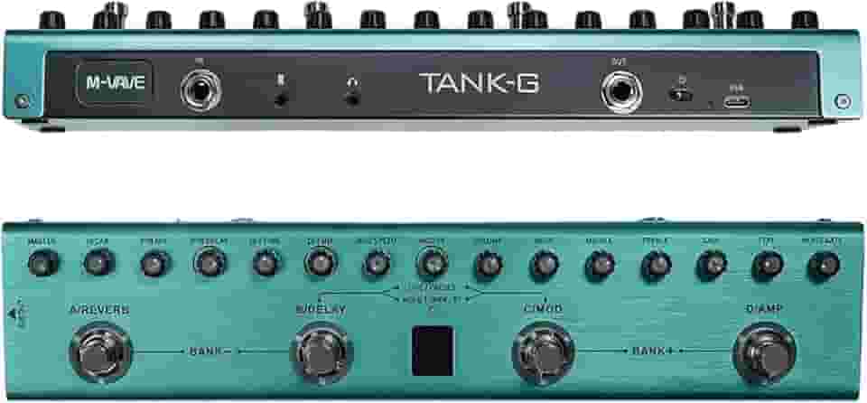 Pedal de Guitarra Multi-Efeitos Tank G, Effects pedaleira guitarra Reverb Delay MOD AMP Bateria lítio cuvave/mvave Recarregável, 36 Presets, 9 amp, 8 IR Cab Slots, 3 Simulação, Delay, Reverb Efeitos