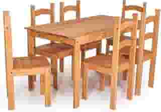 Conjunto Mesa de Jantar 6 Lugares com 6 Cadeiras em Madeira Maciça Mel - Móveis Britz