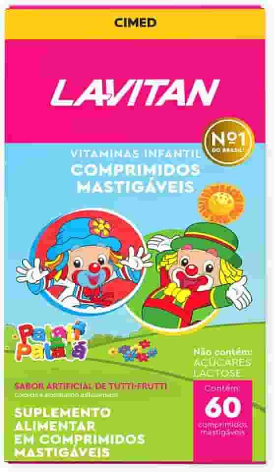 Vitamina Infantil Mastigável Tutti Frutti, rosa, Lavitan, 60 cápsulas