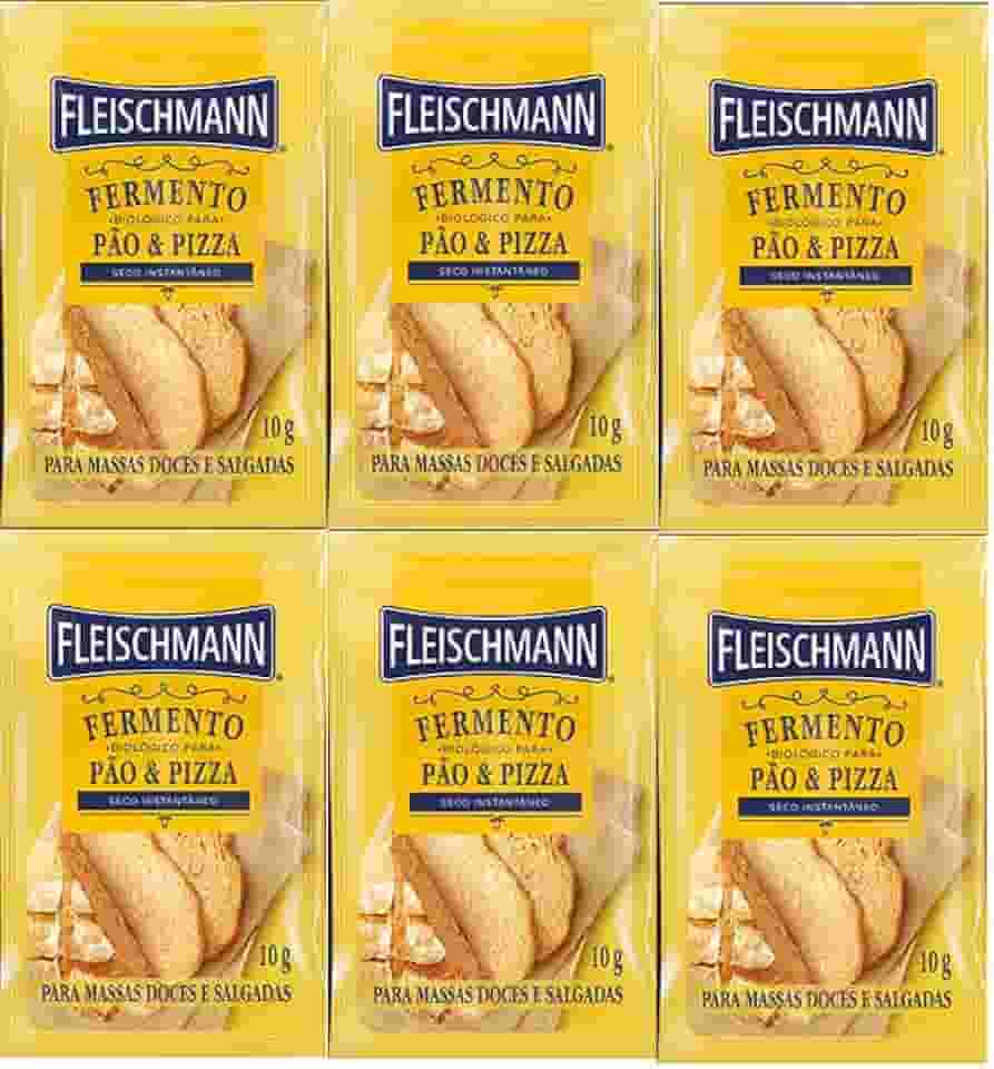 Kit 6 Fermento Biológico Pão e Pizza Seco Fleischmann 10g