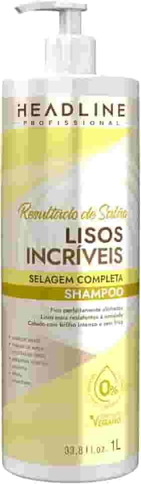 Shampoo Lisos Incríveis - Sela e Alinha os Fios - HEADLINE Resultado de Salão - 1L