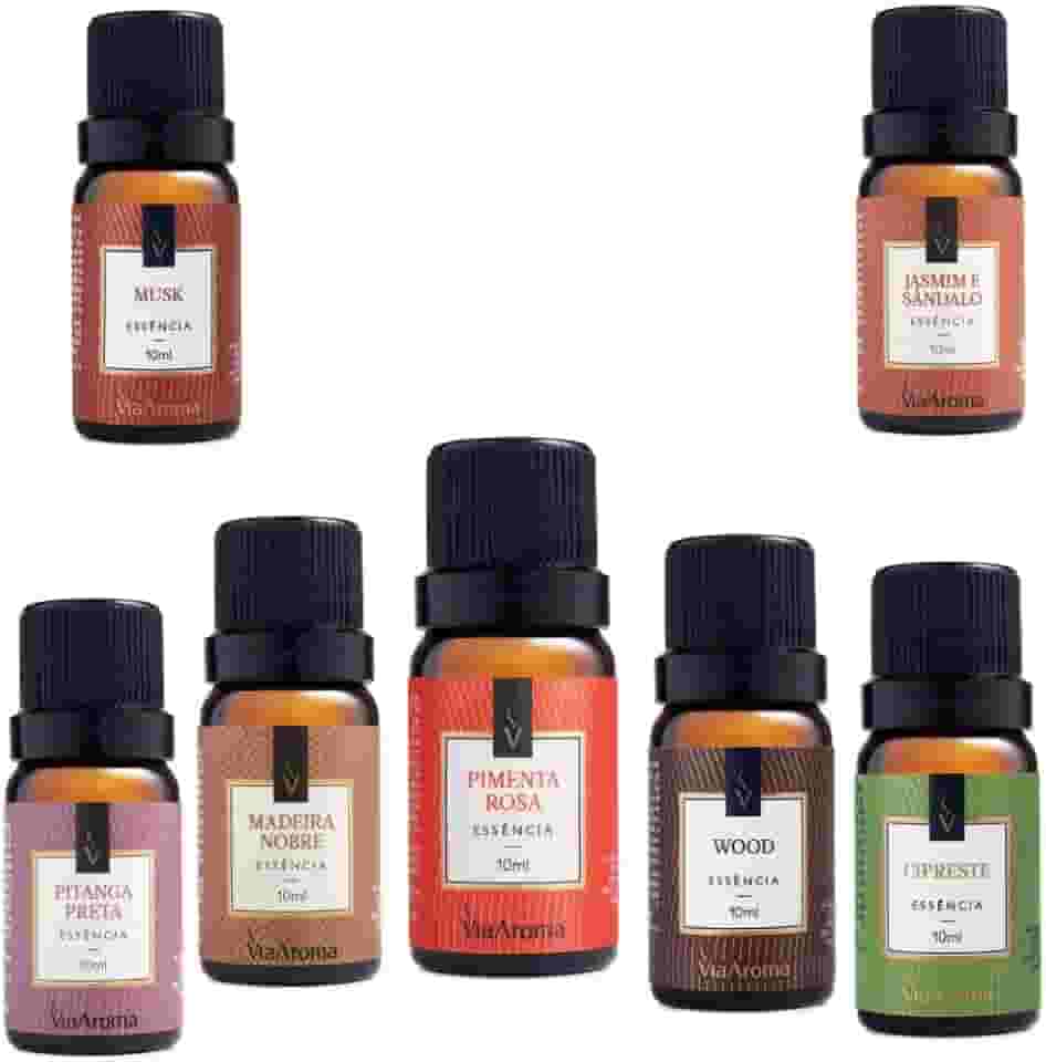 PACOTE 5 ESSÊNCIAS AMADEIRADAS PARA AROMATIZADOR VIA AROMA