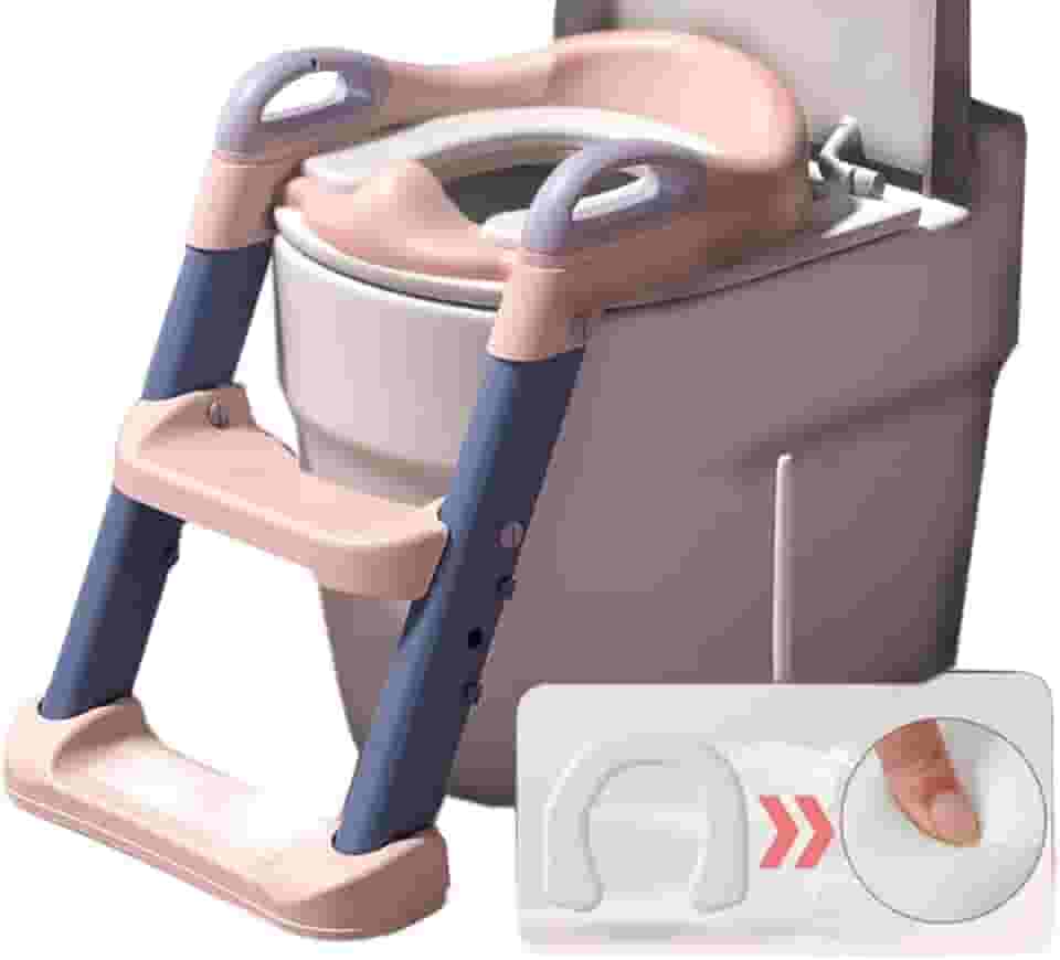 Troninho Redutor Assento Vaso Sanitário Infantil Com Escada Assento Redutor Infantil Para Vaso Sanitário Gimboo Pinico Infantil, Mictório, Penico, Almofadado, Desfralde, Antiderrapante Rosa e Roxo