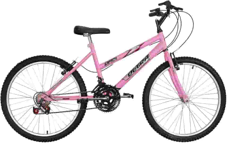 Bicicleta de Passeio Ultra Bikes Esporte Aro 24 Reforçada Freio V-Brake – 18 Marchas Feminina Rosa Bebê
