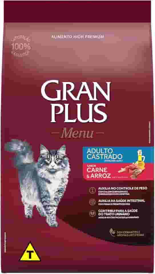 Granplus Ração Para Gatos Castrados Gran Plus Carne E Arroz 10 1Kg