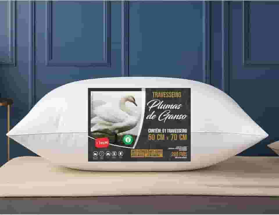 Travesseiro Pena de Ganso Pluma de Ganso Alto Macio Antialergico Ortopedico Original