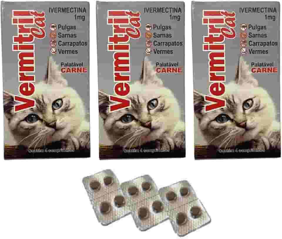Vermitril Gatos - Anti Pulgas, Carrapatos, Vermes, Sarnas 12 Comprimidos mastigáveis (3)