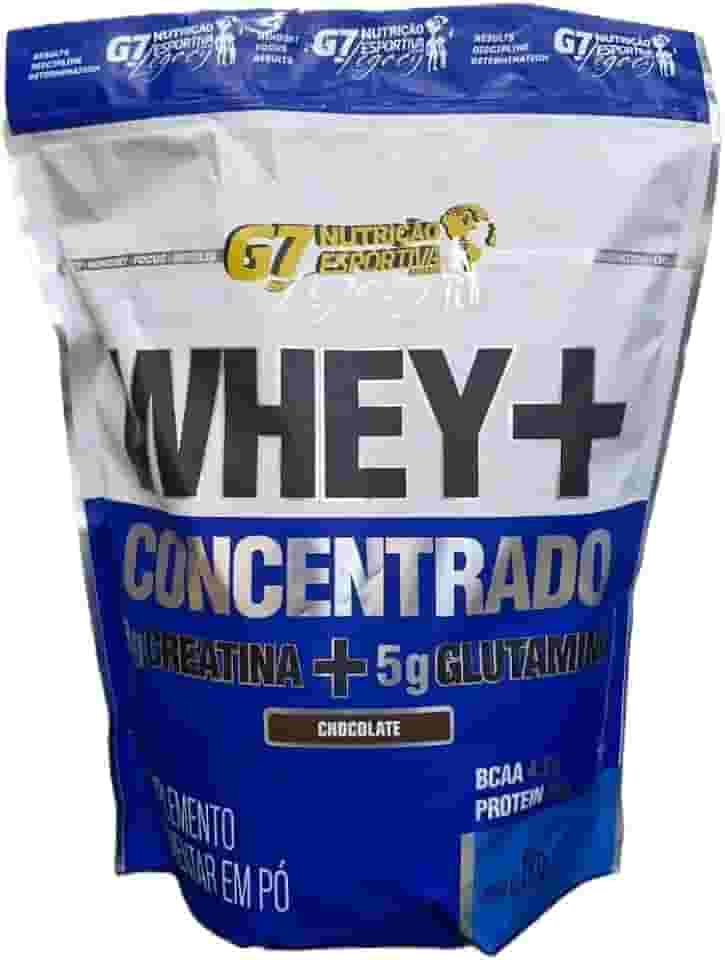 WHEY CONCENTRADO + 3g CREATINA + 5g GLUTAMINA - REFIL 1KG - SABOR CHOCOLATE - G7 NUTRIÇÃO ESPORTIVA LEGACY