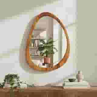 Espelho Grande Orgânico Oval Moldura em Madeira 80X60cm Decorativo Sofisticado e Luxuoso com Vidro de 3mm e MDF 6mm