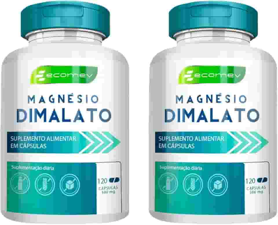 2Un Magnesio Dimalato 500mg 240Cáps Puro 100% Absorção Importado Ecomev - 2Meses