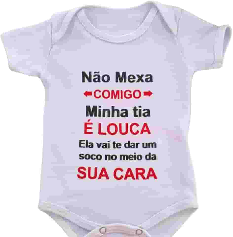 Body Infantil Manga Curta Para Bebê Branco Temático Frases