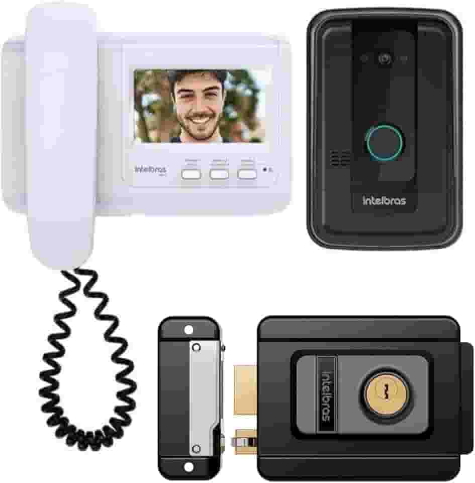 Porteiro Interfone Eletronico Campainha Com Fio Camera Video Porteiro Intelbras Tela 4 Pol e Fechadura Fx 500