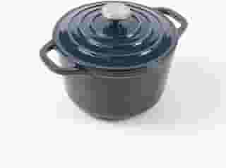HAWOK Mini forno holandês de ferro fundido esmaltado 1,5 litros azul marinho..