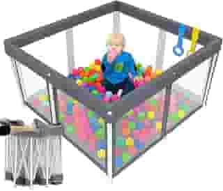 Cercadinho Infantil Dobrável 1,20x1,20 + BOLSA Para Transporte Cercado Bebês Portátil Chiqueirinho Articulado Material PREMIUM Seguro Brincadeiras Tecido Lavável Proteção Sala Quarto Casa Apartamentos
