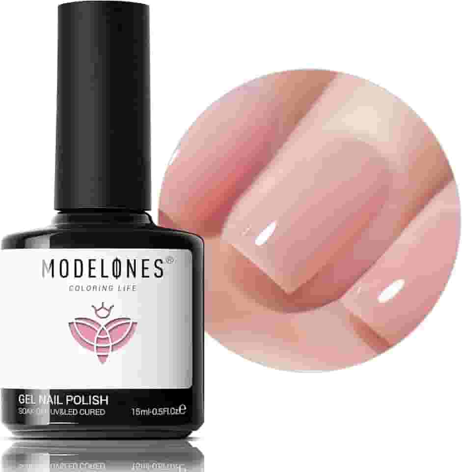 modelones Esmalte de Gel Rosa Nude, 1 Peça 15Ml de Geleia Transparente Nude Esmalte de Gel Rosa Puro, Mergulhe Em Salão de Led Faça Você Mesmo Em Casa Presente de Manicure para Mulheres e Meninas