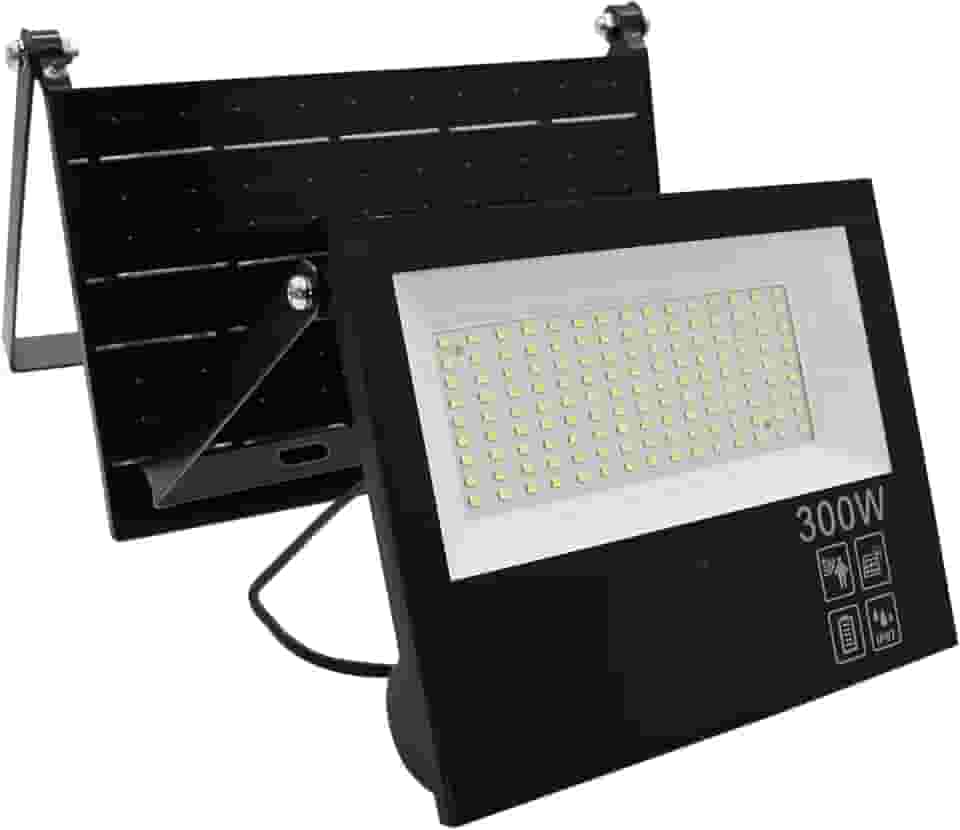 Refletor Solar Led 300w Placa Prova Dágua Sensor Ajustável 2em1