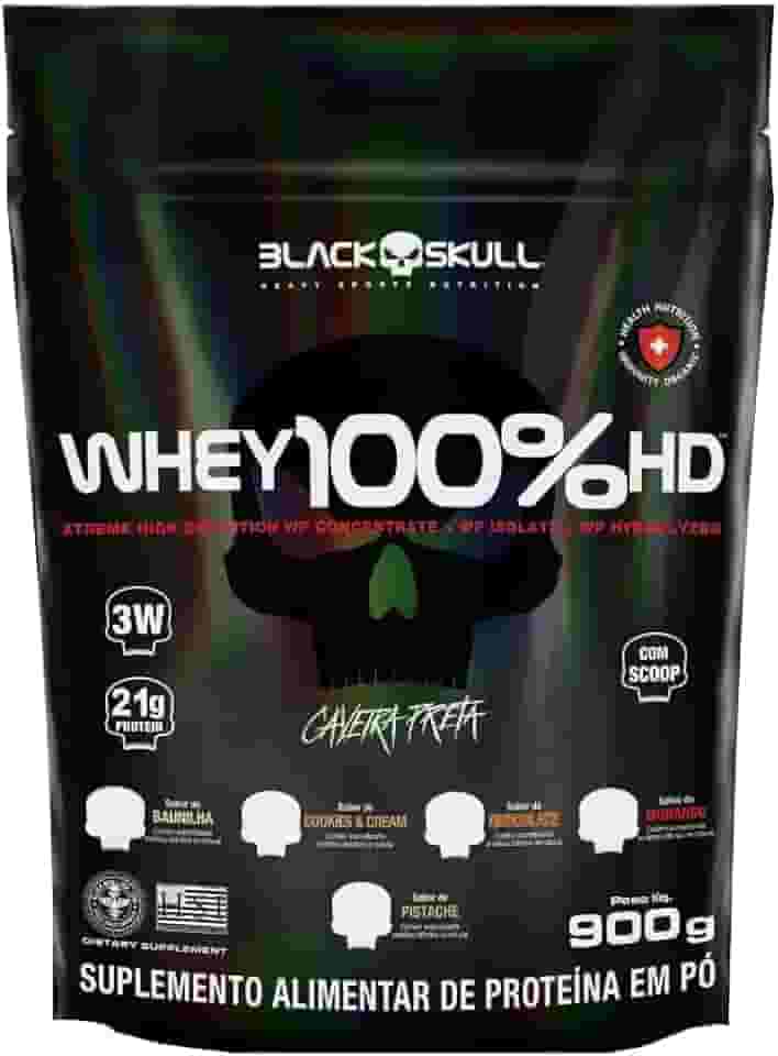 Refil Whey 100% Hd Chocolate 900G, Black Skull