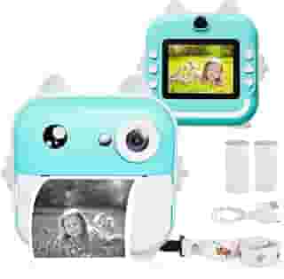 Câmera Digital Infantil Portátil 20MP, Tela de 2 Polegadas, 200 dpi, Resolução 1080P, Impressão Instantânea, Conexão com Celular, com Papel de Impressão (CAM-12607-Azul)