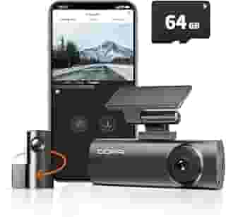 DDPAI N1 Dual Dash Cam Frontal Traseira 1296P+1080P Câmera para Carro com WiFi, Aplicativo, Supercapacitor, Visão Noturna (N1 Dual+64G Cartão SD)