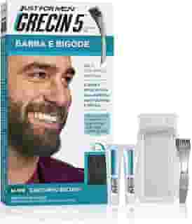 Just For Men Grecin 5 Color Gel, Barba e Bigode, Tonalizante que Elimina o Grisalho, Aparência Natural, Cor M100, Castanho Escuro, 28g