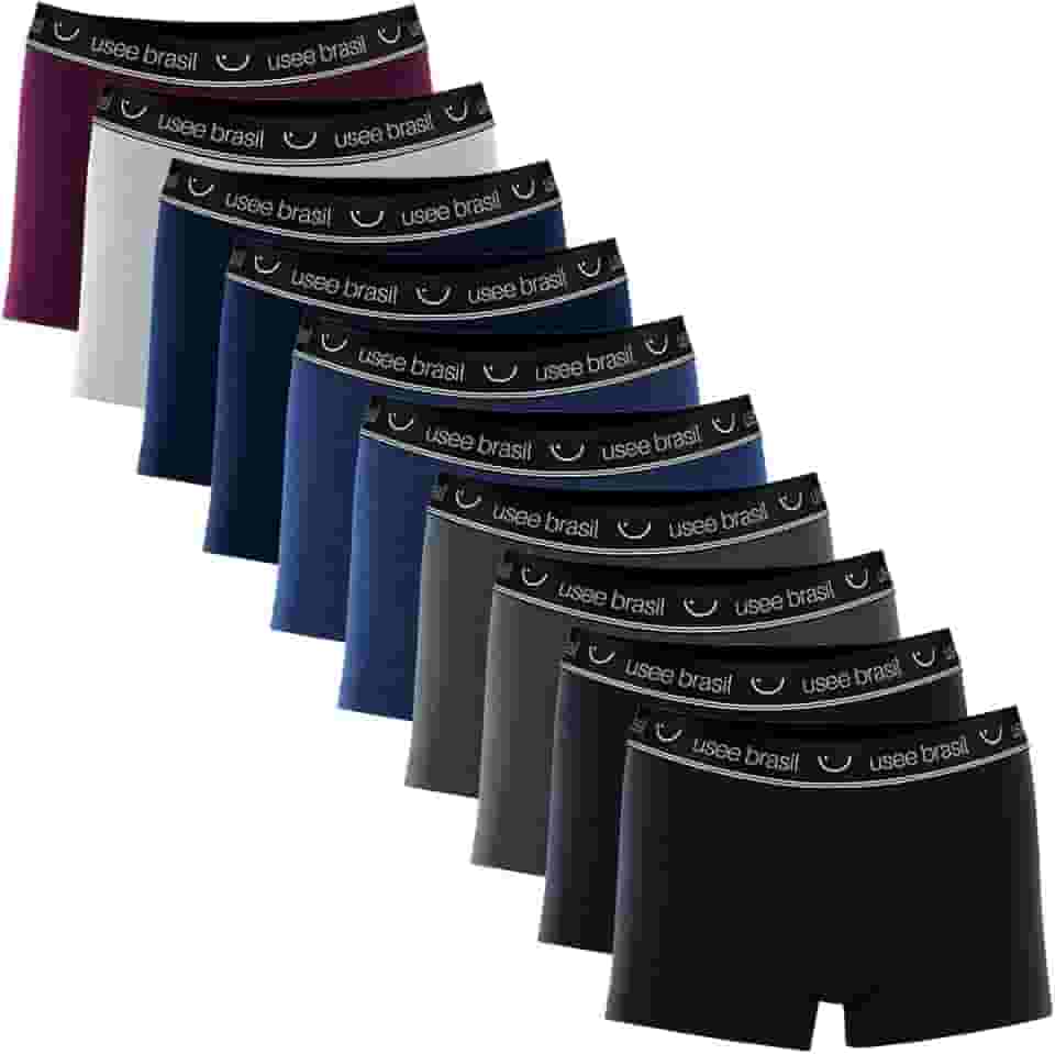 Kit Com 10 Cuecas Boxer Algodão Adulto Usee Brasil