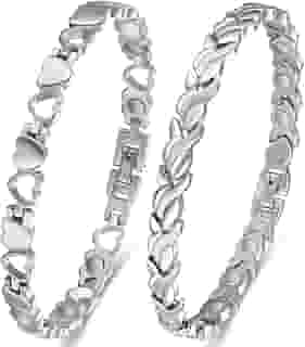 Pulseira magnética para mulheres, pulseira magnética de aço de titânio, presente ajustável