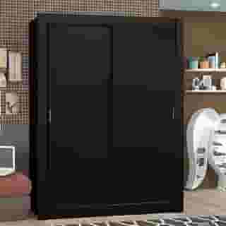 Guarda-Roupa Solteiro Madesa Denver 2 Portas de Correr - Preto