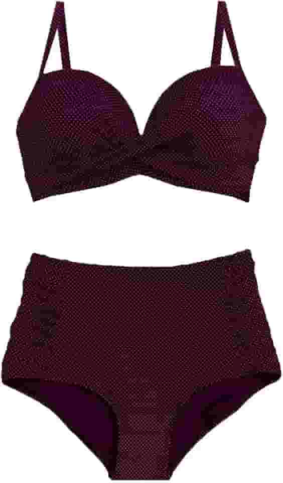 Biquíni Plus Size com Bojo Estampado Calcinha Modeladora Disfarça Barriga Cores Variadas BIQ 3306 (BR, Numérico, 52, Plus Size, Roxo)