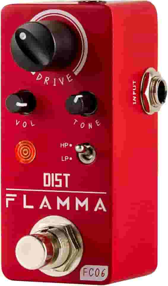 FLAMMA Pedal De Distorção Para Guitarra Fc06 Com Efeitos Elétricos E 2 Modos Hp/Lp, Mini Analógico, True Bypass
