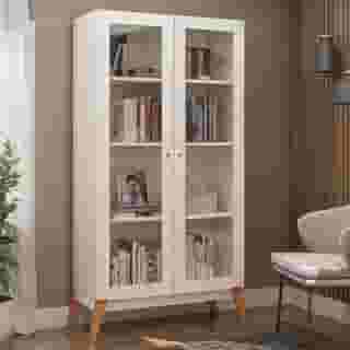 Estante Livros Genialflex Jamaica 2 Portas de Vidro Branco