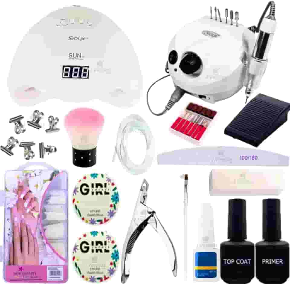 Kit Unhas Gel Acrigel Alongamentos Cabine Lixadeira Completo