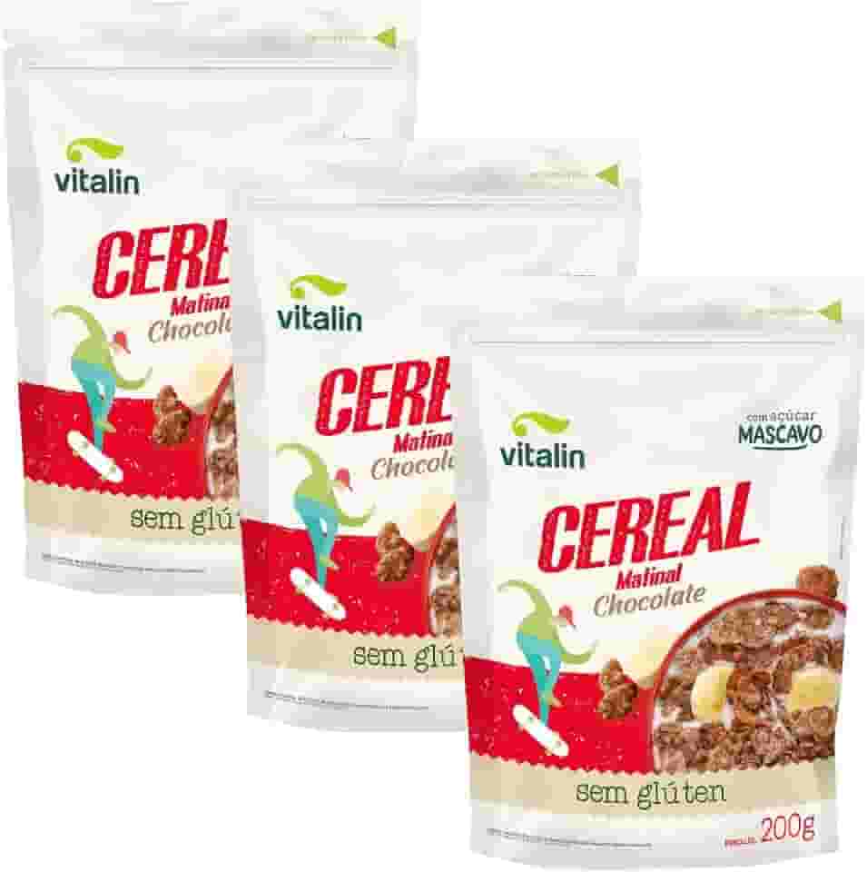 Kit 3 Pacotes de Cereal Matinal Integral Sabor Chocolate sem Glúten de 200g cada - Vitalin