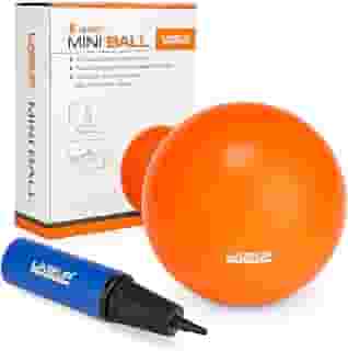 Bola de Pilates Mini 25cm com Bomba de Ar Dupla Ação, Laranja